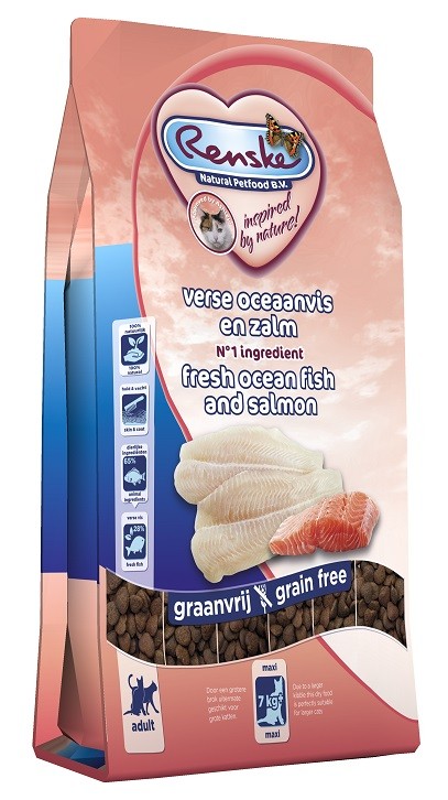 Renske Maxi Grain Free Super Premium con pesce di mare e salmone freschi cibo per gatti