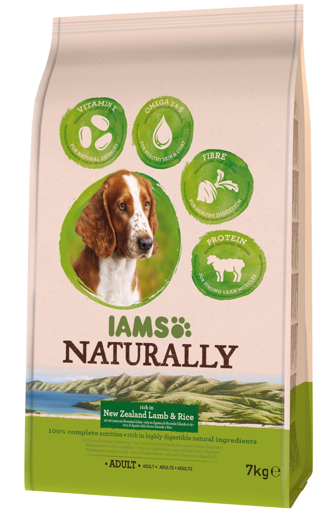 Iams Naturally Adult Cane, con agnello e riso