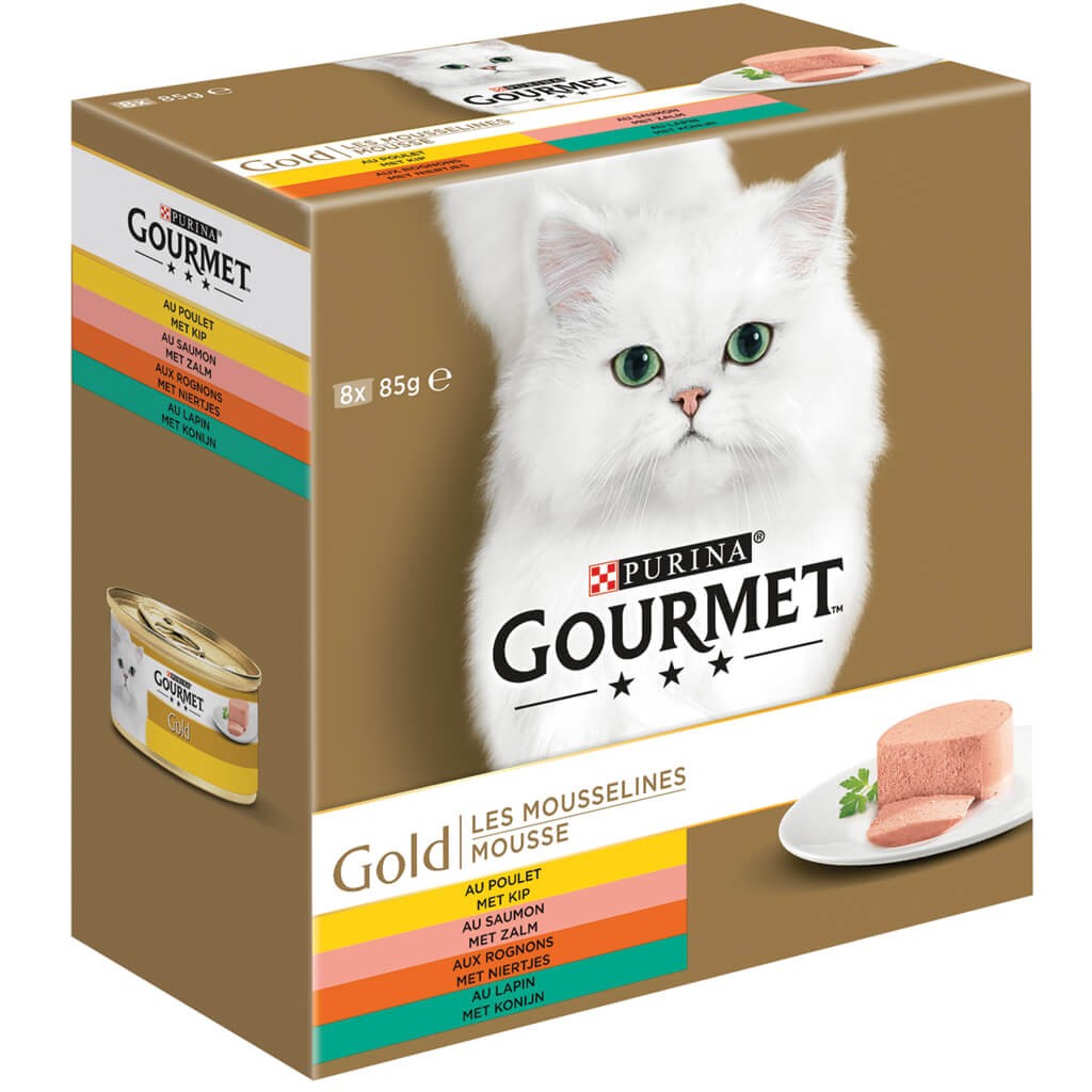 Gourmet Gold Mousse pollo/salmone/rognone/coniglio per gatto