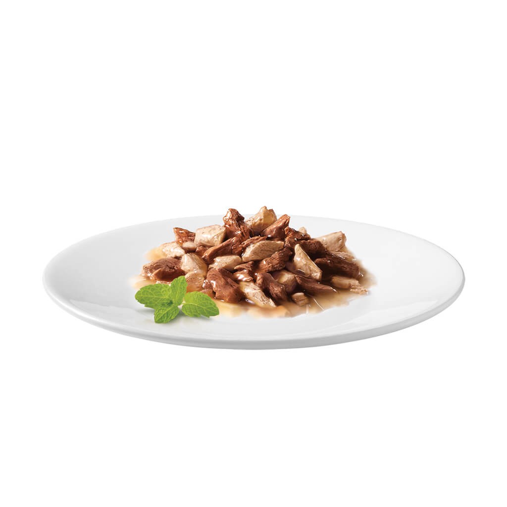 Gourmet Mon Petit Intense con manzo e pollo, tacchino e fegato, pollame e agnello per gatti