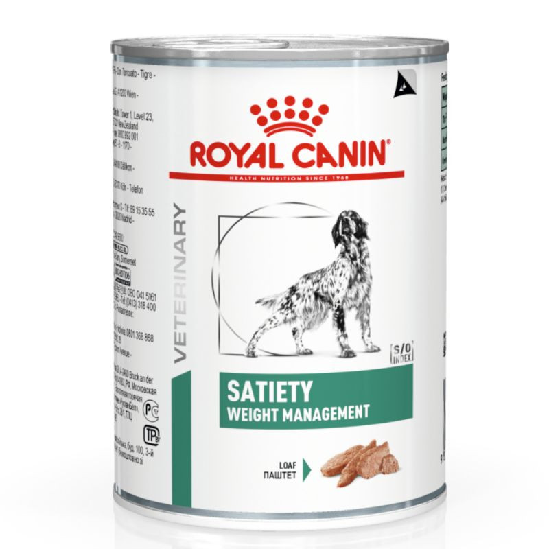 Immagine di 4 confezioni (48 x 410 g) Royal Canin Veterinary Satiety Weight Management cibo umido per cane