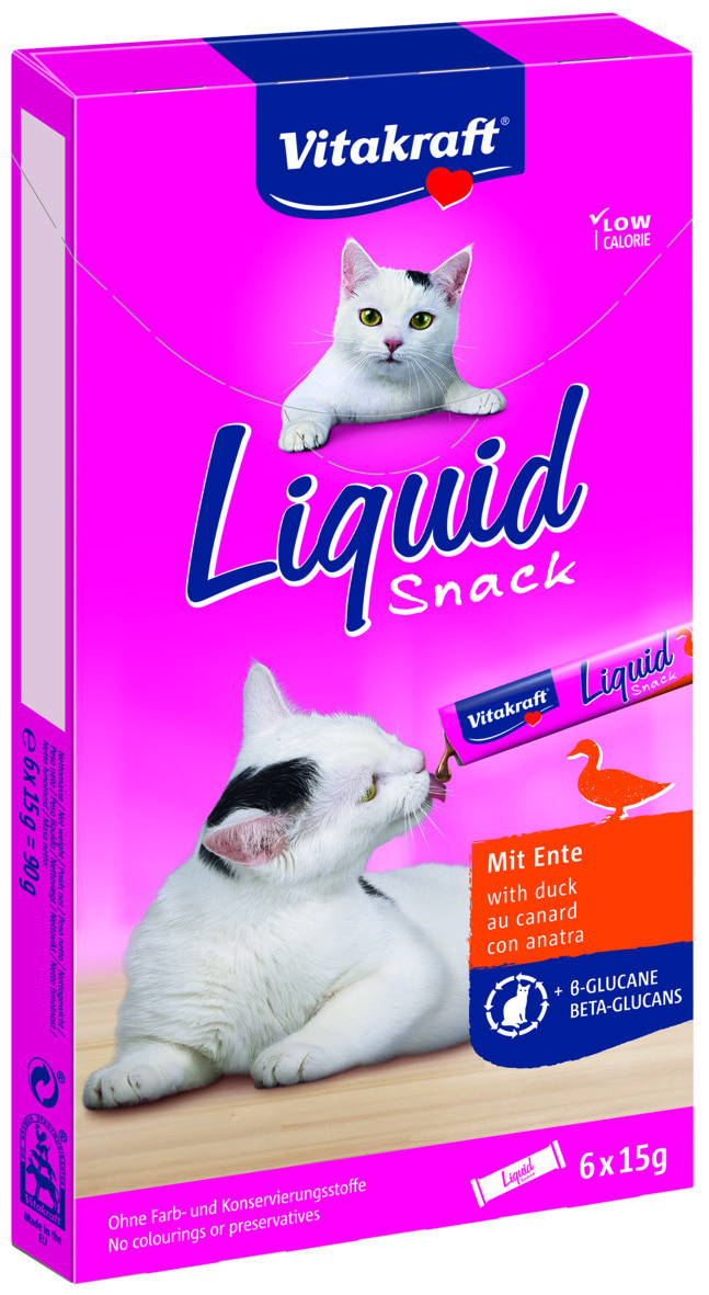 Immagine di 1 confezione Vitakraft Liquid Snacks con anatra per gatto (6 x 15g)