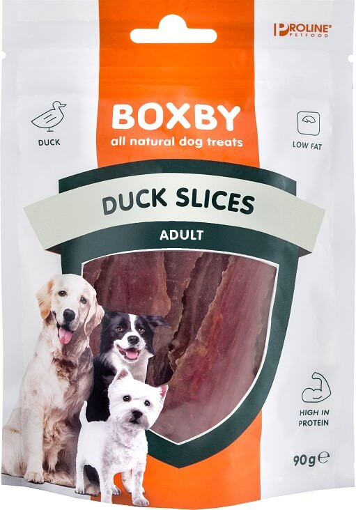 Immagine di 90 g Boxby Duck Slices con anatra per cane