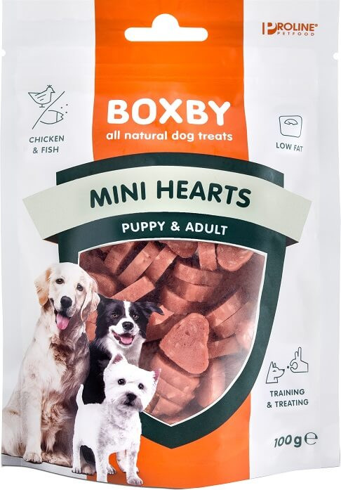 Boxby Mini Hearts snack per cane