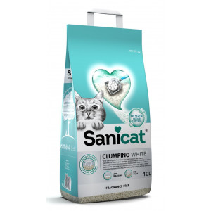 Sanicat Clumping White kattengrit geurloos 10L