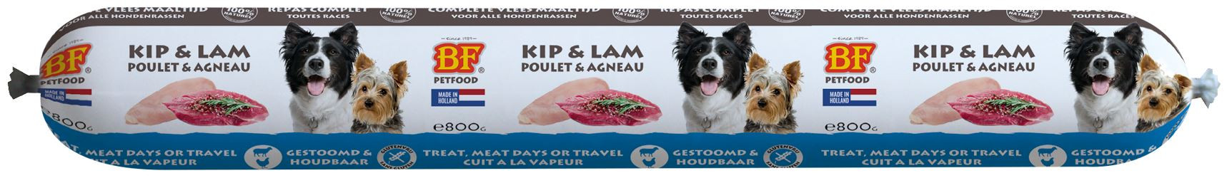 BF Petfood Salsicce - carne di pollo con agnello cibo umido per cani (800 g)