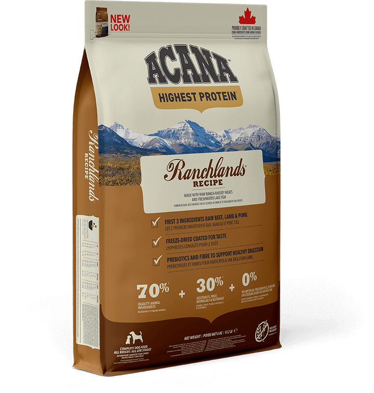 Acana Highest Protein Ranchlands per cane