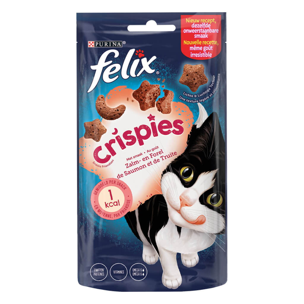 Felix Crispies Salmone & Trota snacks per gatto 45 g