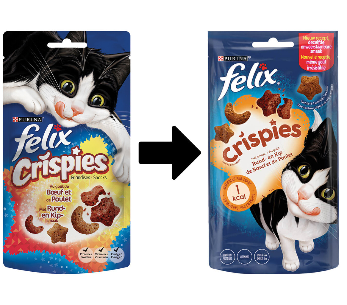 Felix Crispies Manzo & Pollo snacks per gatto 45 g
