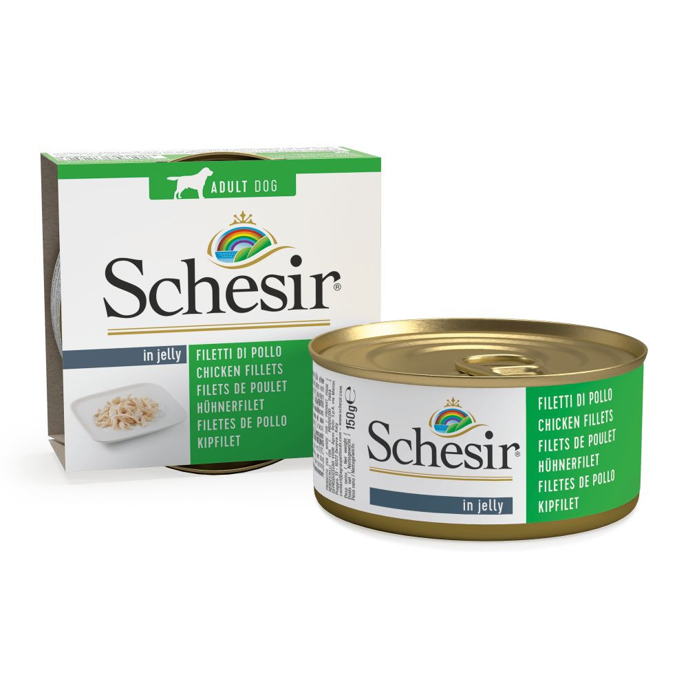 Schesir filetti di pollo (gelatina) cibo umido per cani (lattina)