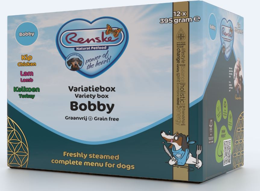 Renske Variety box Bobby Grain Free cibo umido per cani da carne fresca al vapore