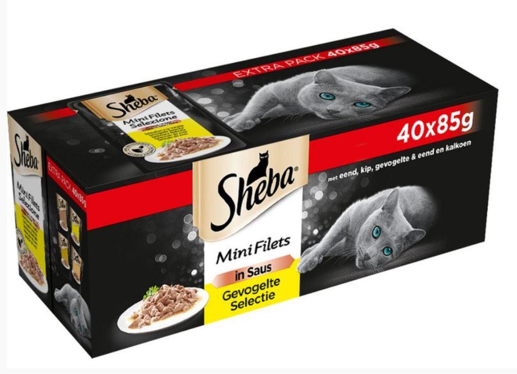 Sheba Mini Filets met gevogelte in saus multipack natvoer kat (85g)