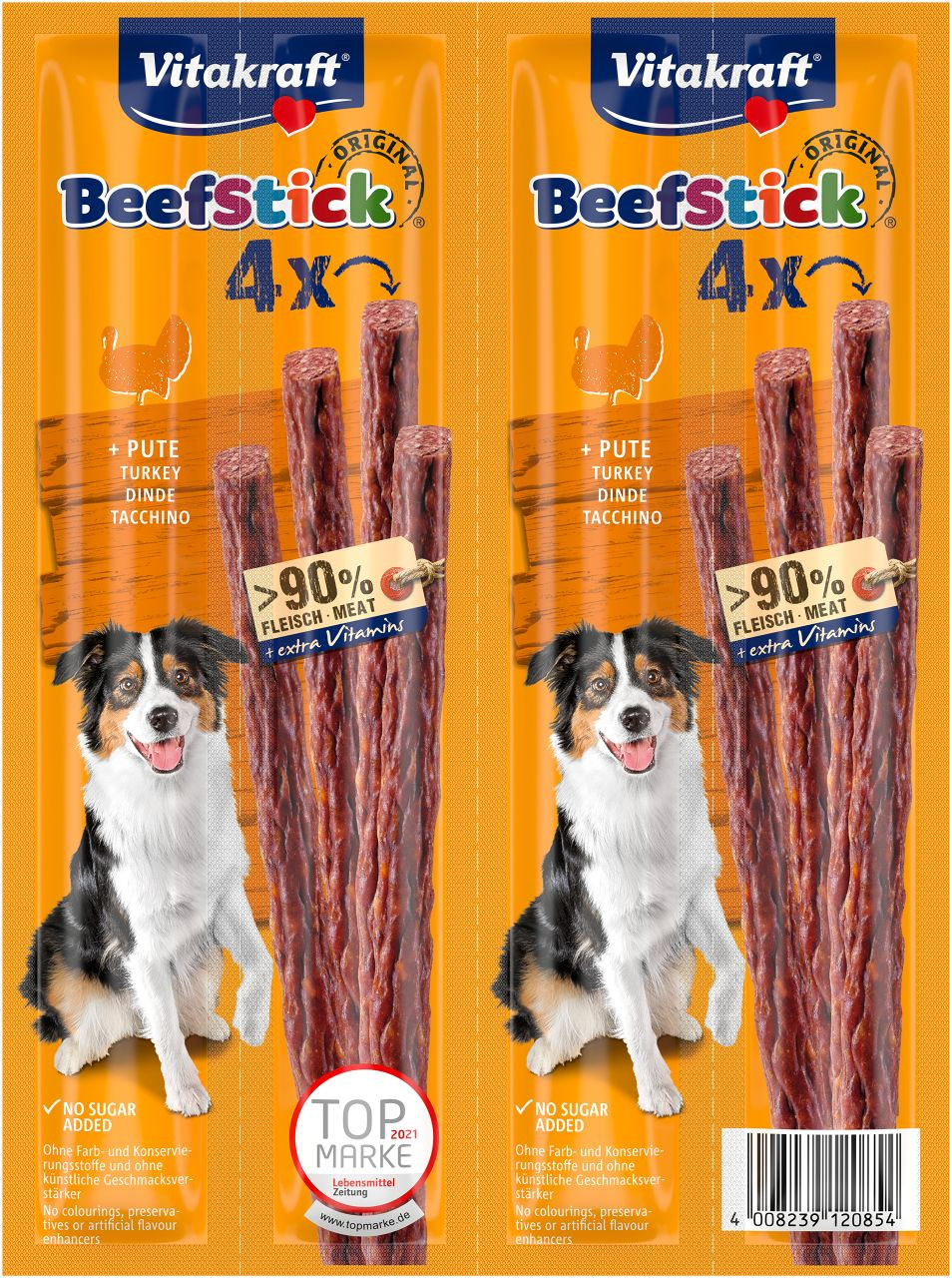 Immagine di 10 confezioni Vitakraft Beefstick Bastoncini con tacchino snack per cane (4 st.)