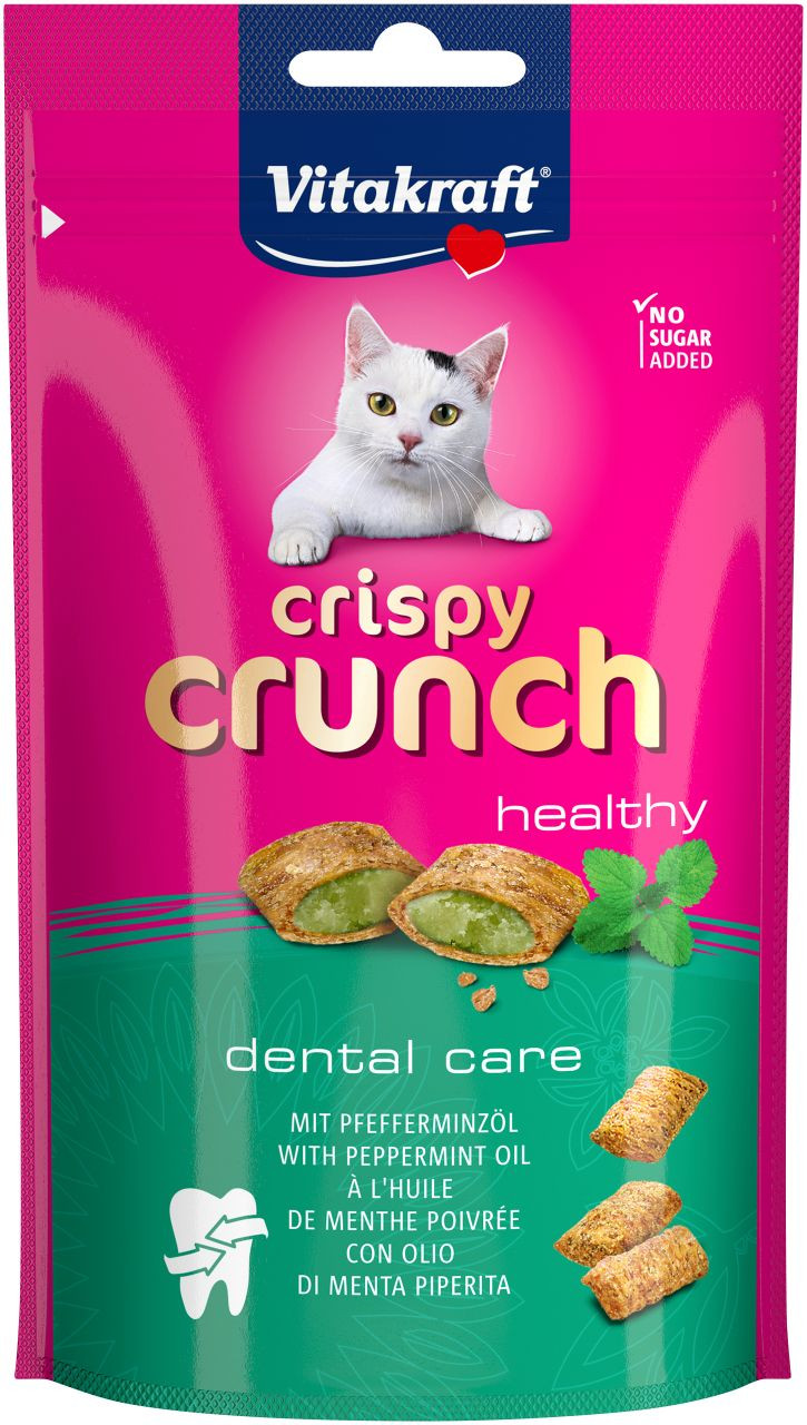 Immagine di 2 confezioni Vitakraft Crispy Crunch dental care snack per gatto (60 g)