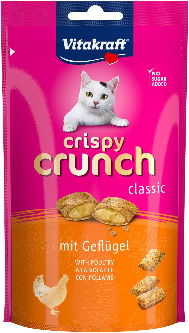 Immagine di 2 confezioni Vitakraft Crispy Crunch Classic con pollame snack per gatto (60 g)