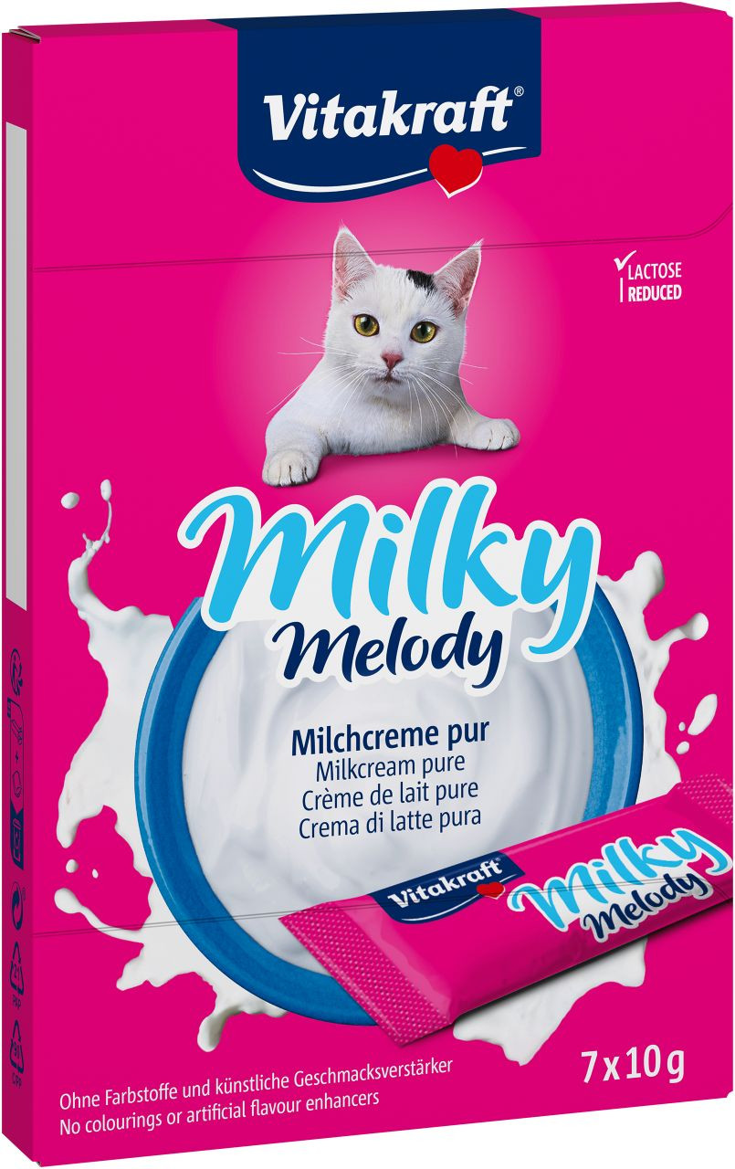 Immagine di 1 confezione Vitakraft Milky Melody Crema di latte pura snack per gatto (7 x 10 g)