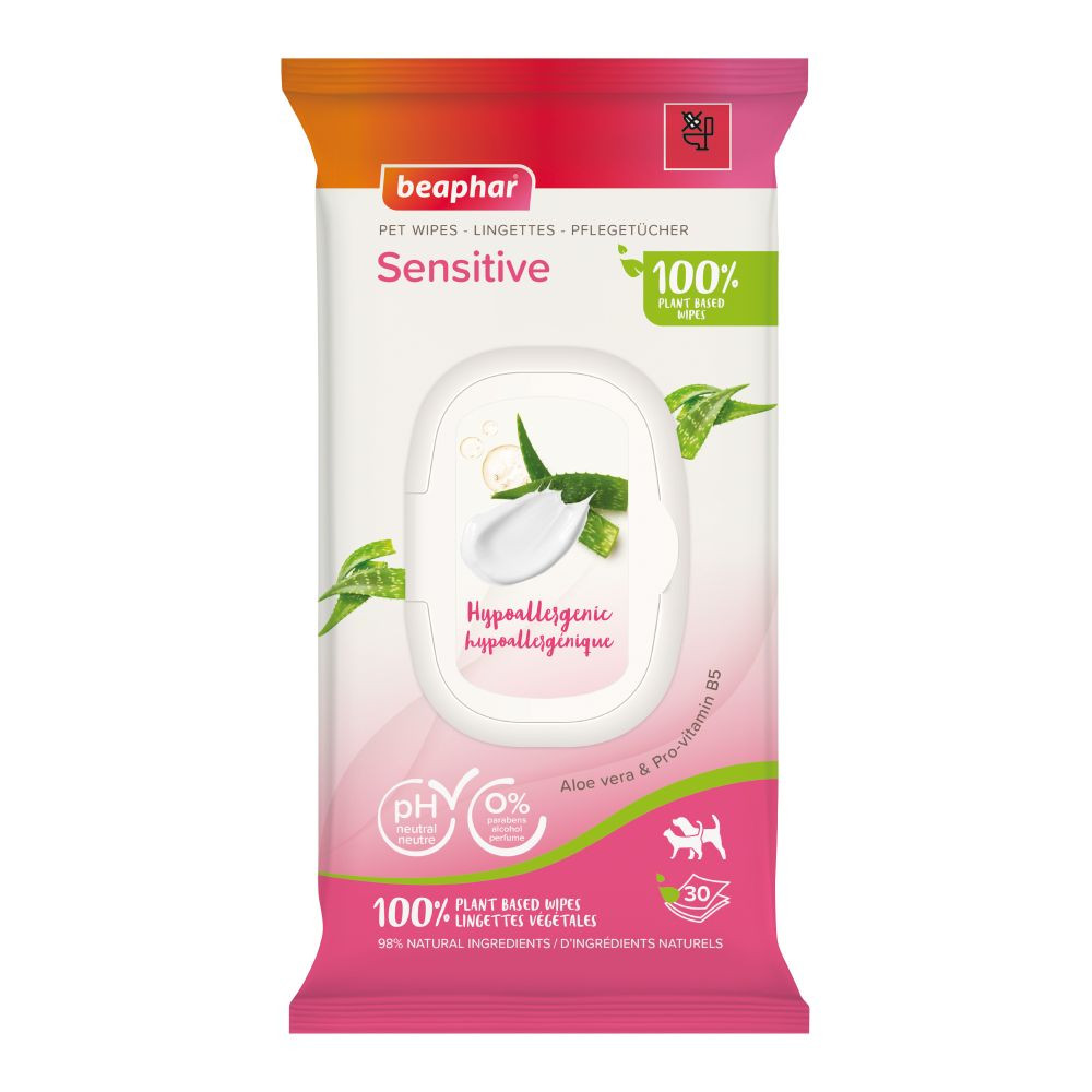 Immagine di 10 confezioni Beaphar Sensitive salviette umidificate (30 st)