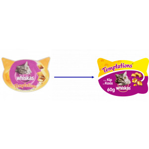 Whiskas Temptations Pollo & Formaggio per gatto