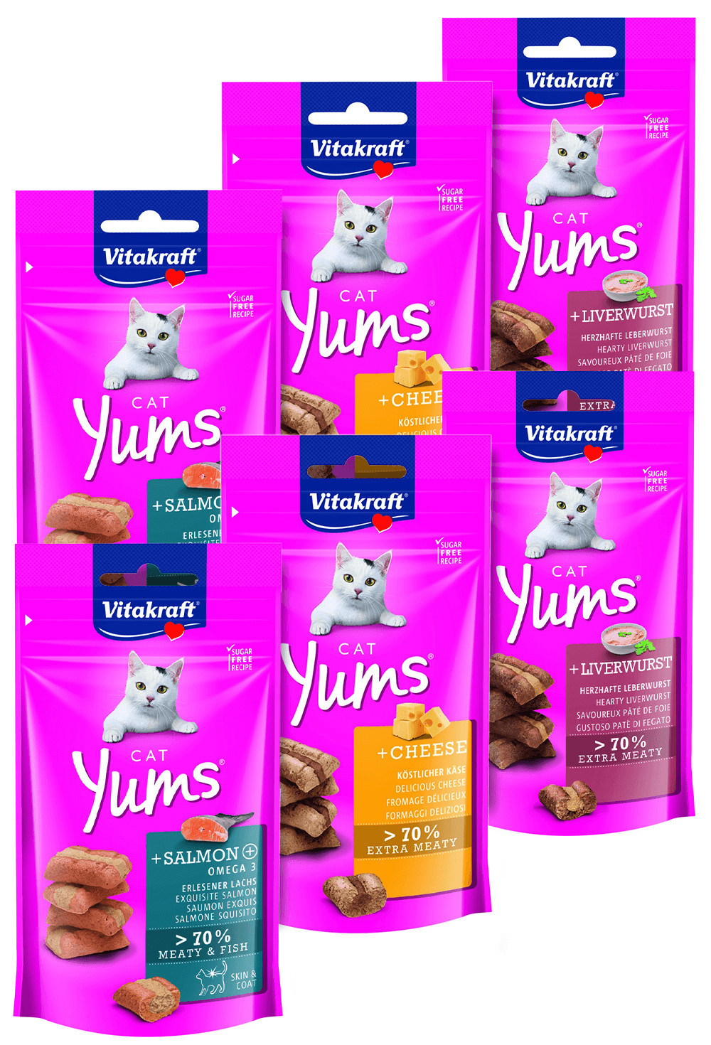 Vitakraft Cat Yums combi zalm, kaas, lever kattensnack