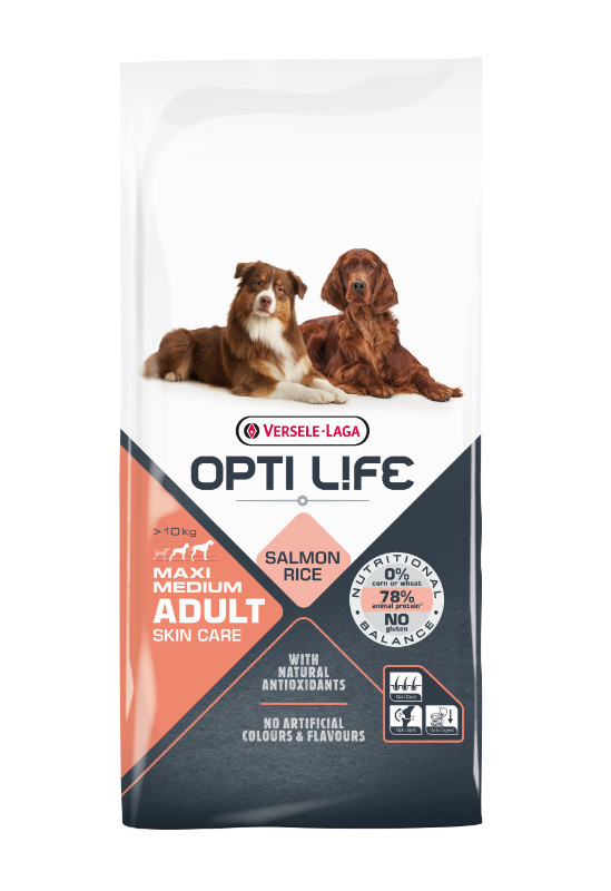 Opti Life Skin Care Medium/Maxi Cane, con salmone e riso