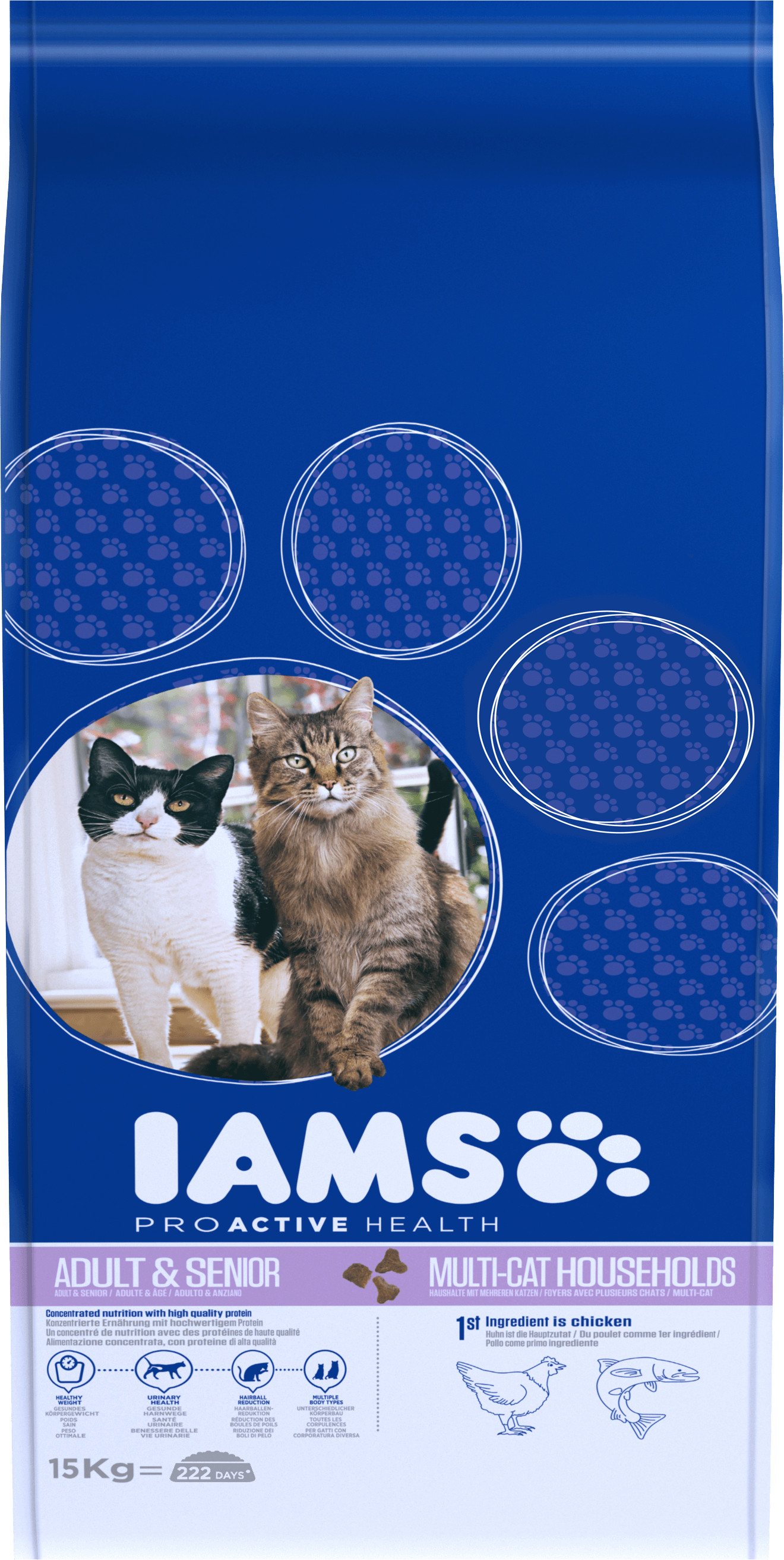 Iams Multi-Cat pollo con salmone per gatto