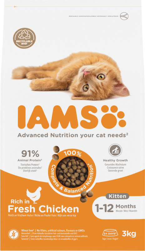 Iams For Vitality Kitten Kip Kattenvoer