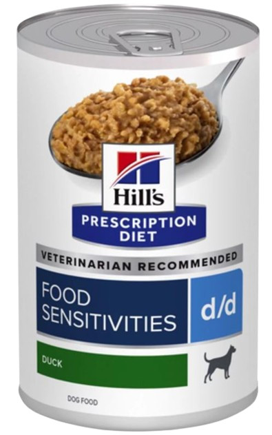 Hill's Prescription Diet D/D Food Sensitivities con anatra e riso cibo umido per cani (lattine)