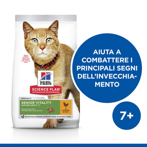 Hill's Mature Adult 7+ Senior Vitality con pollo e riso per gatto