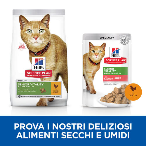 Hill's Mature Adult 7+ Senior Vitality con pollo e riso per gatto