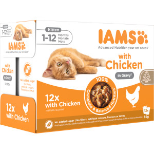 Iams Delights Kitten met kip in gravy natvoer kat (12x85g)