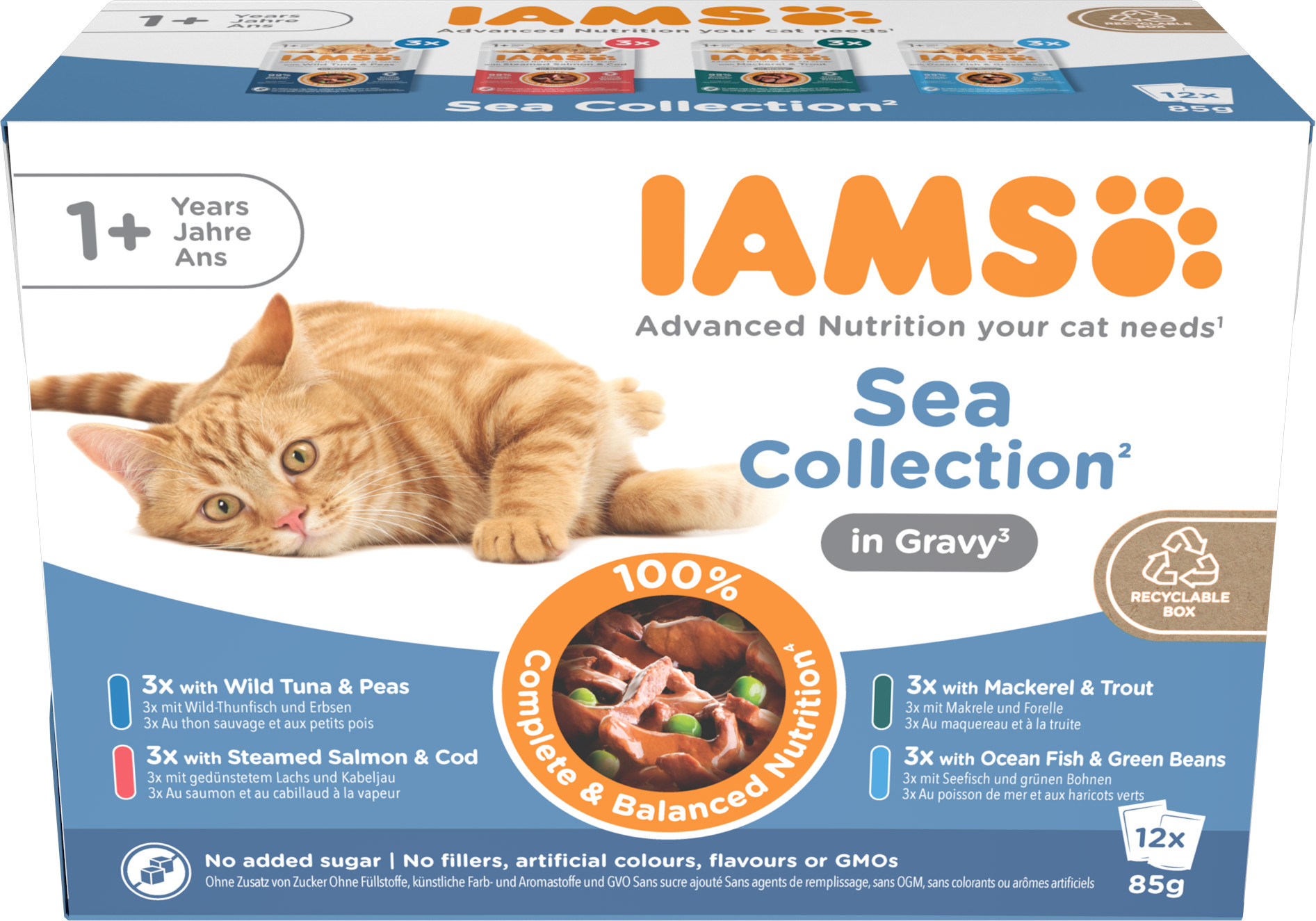 Iams Delights Adult Sea Collection in gravy natvoer kat (12x85 g)