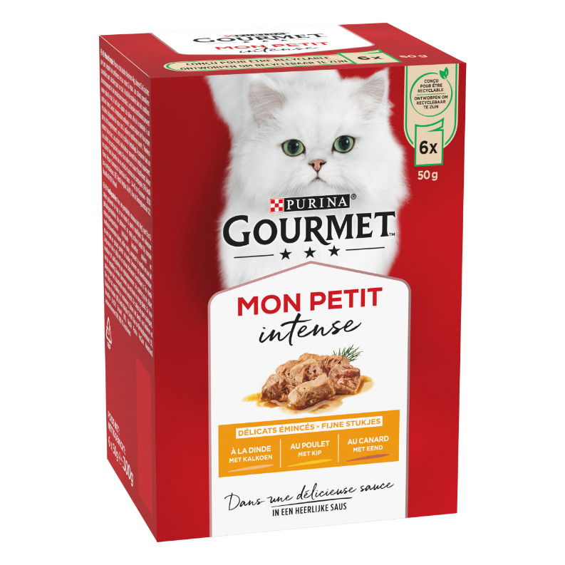 Gourmet Mon Petit Intense con pollame cibo umido per gatti