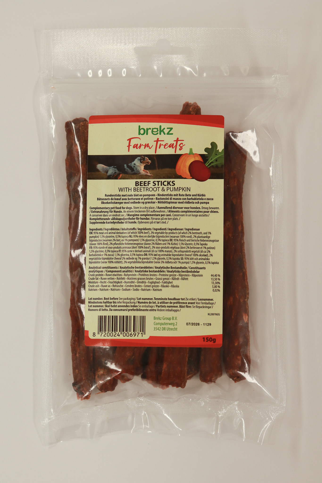 Brekz Farm Treats Bastoncini al manzo con barbabietola e zucca snack per cani