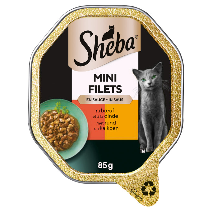 Sheba Mini Filets con manzo e tacchino in salsa cibo umido per gatti (vaschette da 85 g)