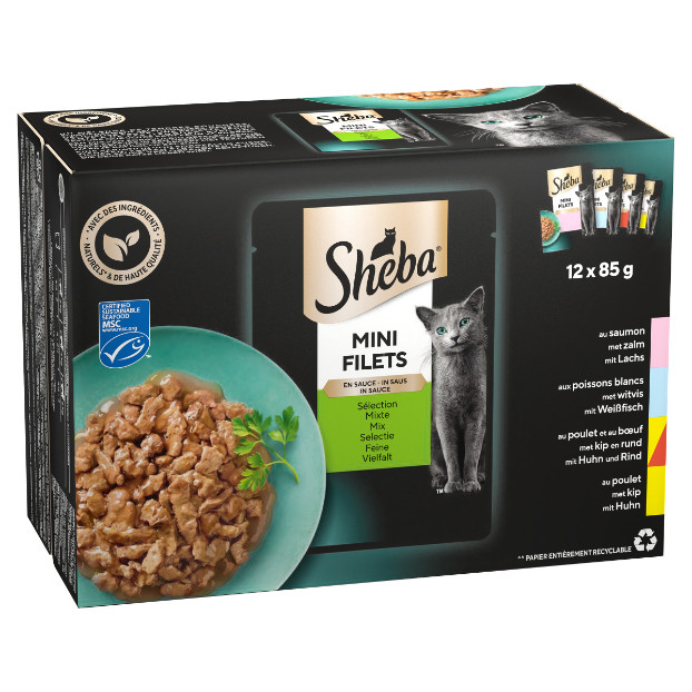 Sheba Mini Filets Selezione dello Chef in salsa cibo umido per gatti (bustine da 85 g)