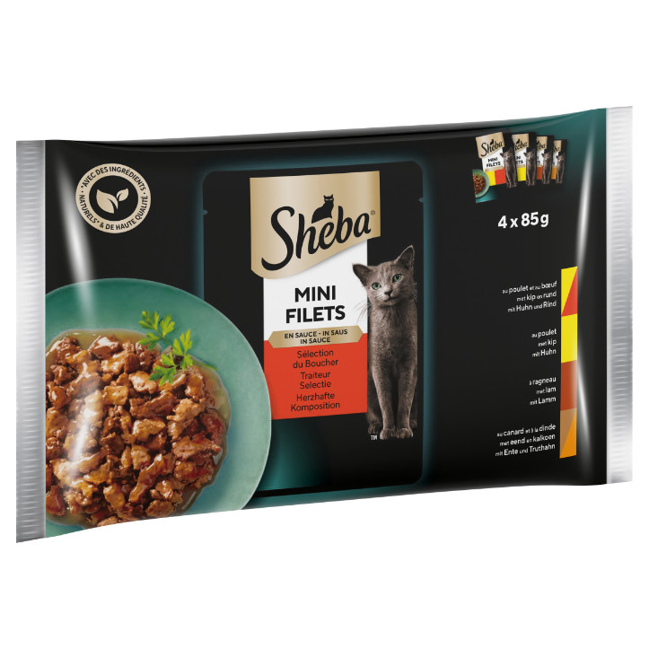Sheba Mini Filets Traiteur - Selezione del macellaio in salsa cibo umido per gatti (bustine da 85 g)