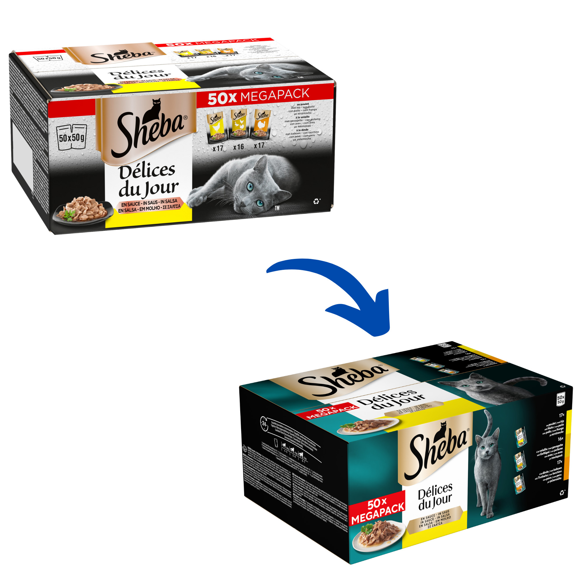Sheba Delices du Jour con pollame in salsa per gatto multipack (50g)