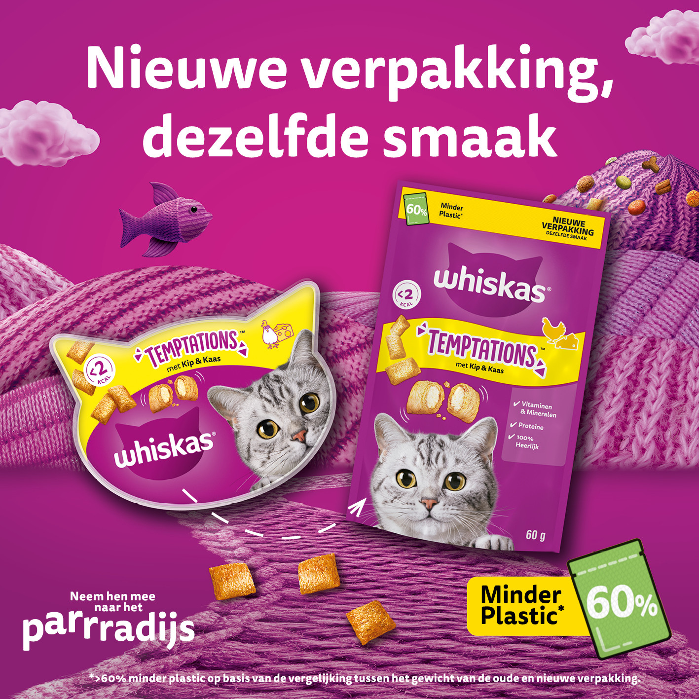 Whiskas Temptations Pollo & Formaggio snack per gatto