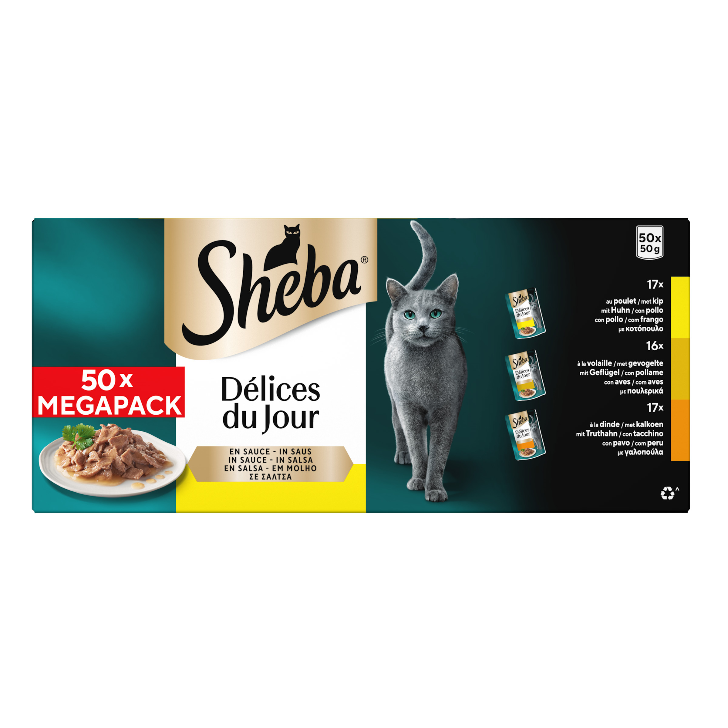 Sheba Delices du Jour con pollame in salsa per gatto multipack (50g)