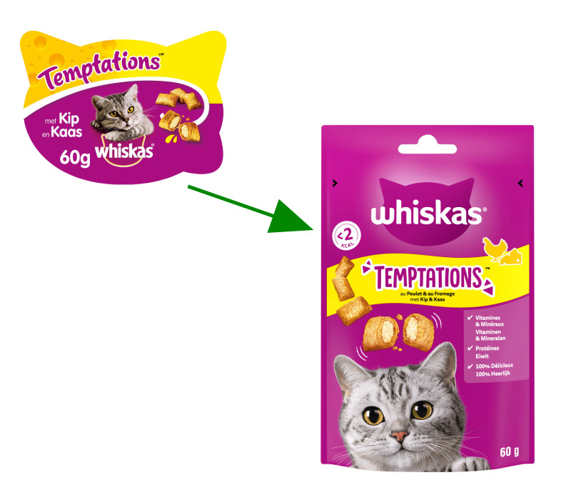 Whiskas Temptations con pollo & formaggio per gatto