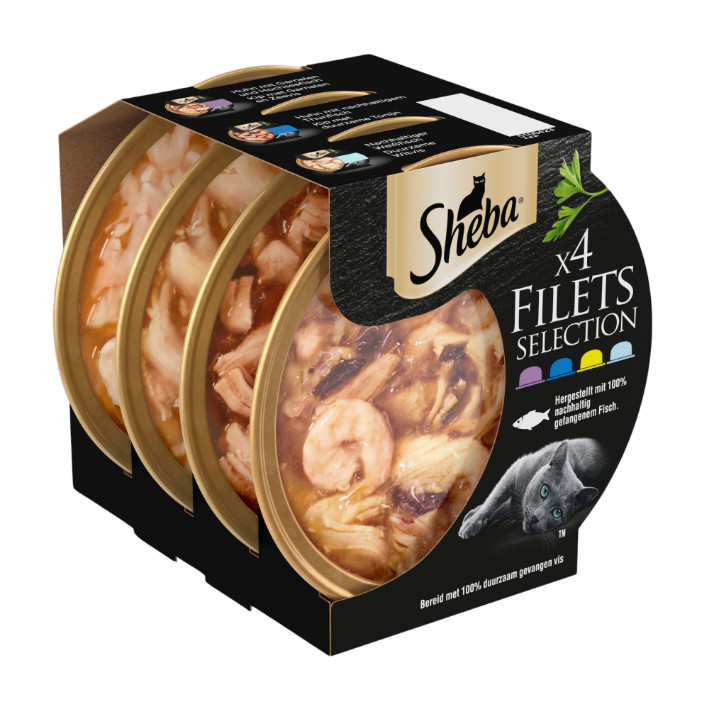 Sheba Filets Selectie in saus multipack natvoer kat kuipjes