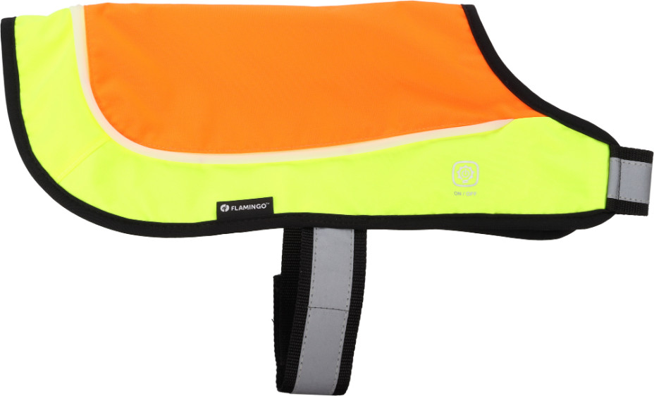 Veiligheidsvest Simi fluo oranje met led licht voor de hond