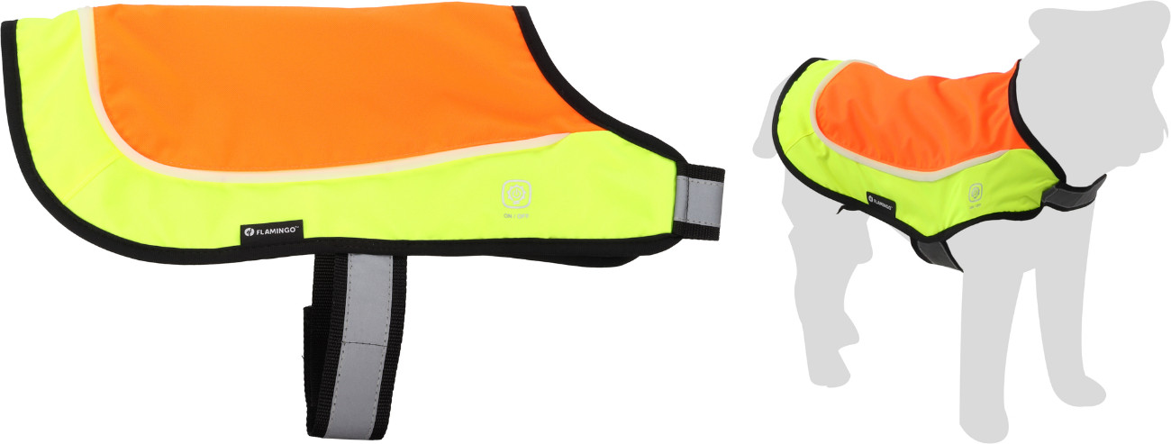Veiligheidsvest Simi fluo oranje met led licht voor de hond