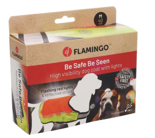 Veiligheidsvest Simi fluo oranje met led licht voor de hond