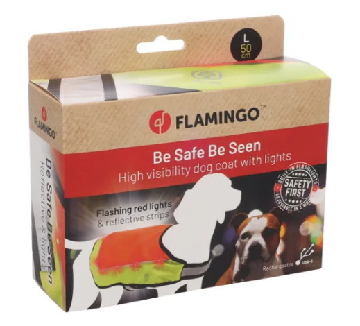 Veiligheidsvest Simi fluo oranje met led licht voor de hond