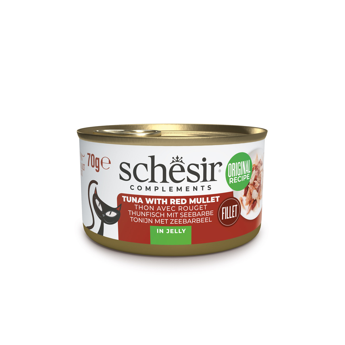 Schesir tonijn met zeebarbeel (jelly) natvoer kat (blikjes 85 g)