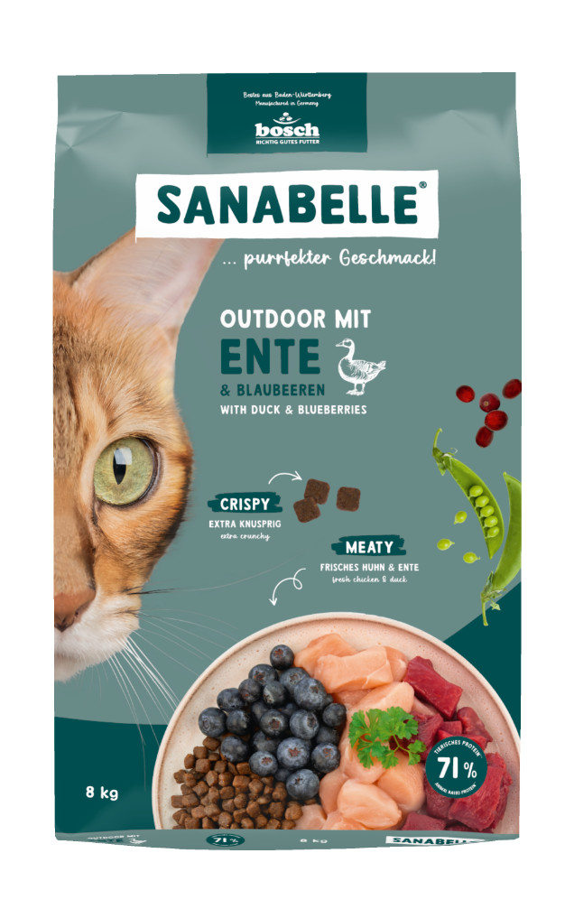 Sanabelle Outdoor met eend & bosbessen kattenvoer