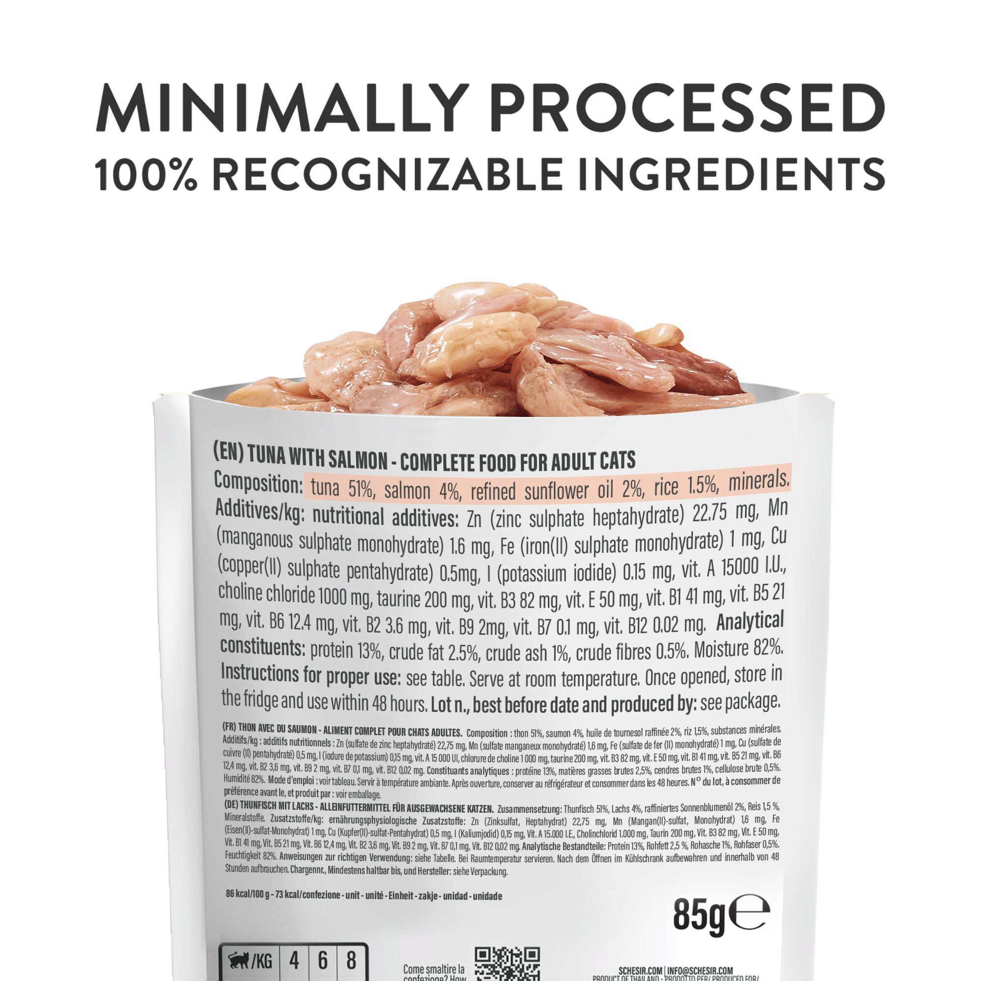 Schesir tonijn met zalm (jelly) natvoer kat (zakjes 85 g)