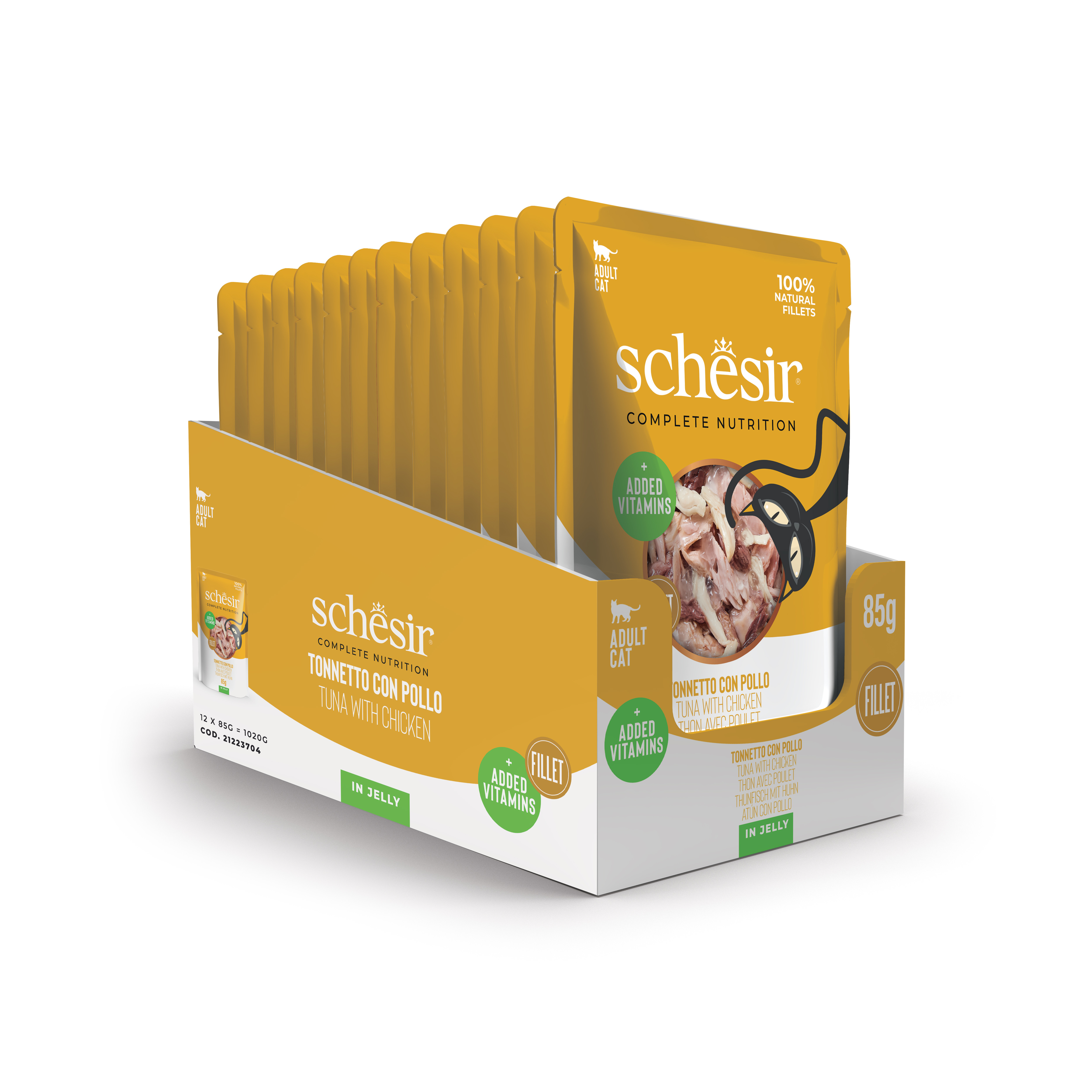 Schesir tonijn met kip (jelly) natvoer kat (zakjes 85 g)