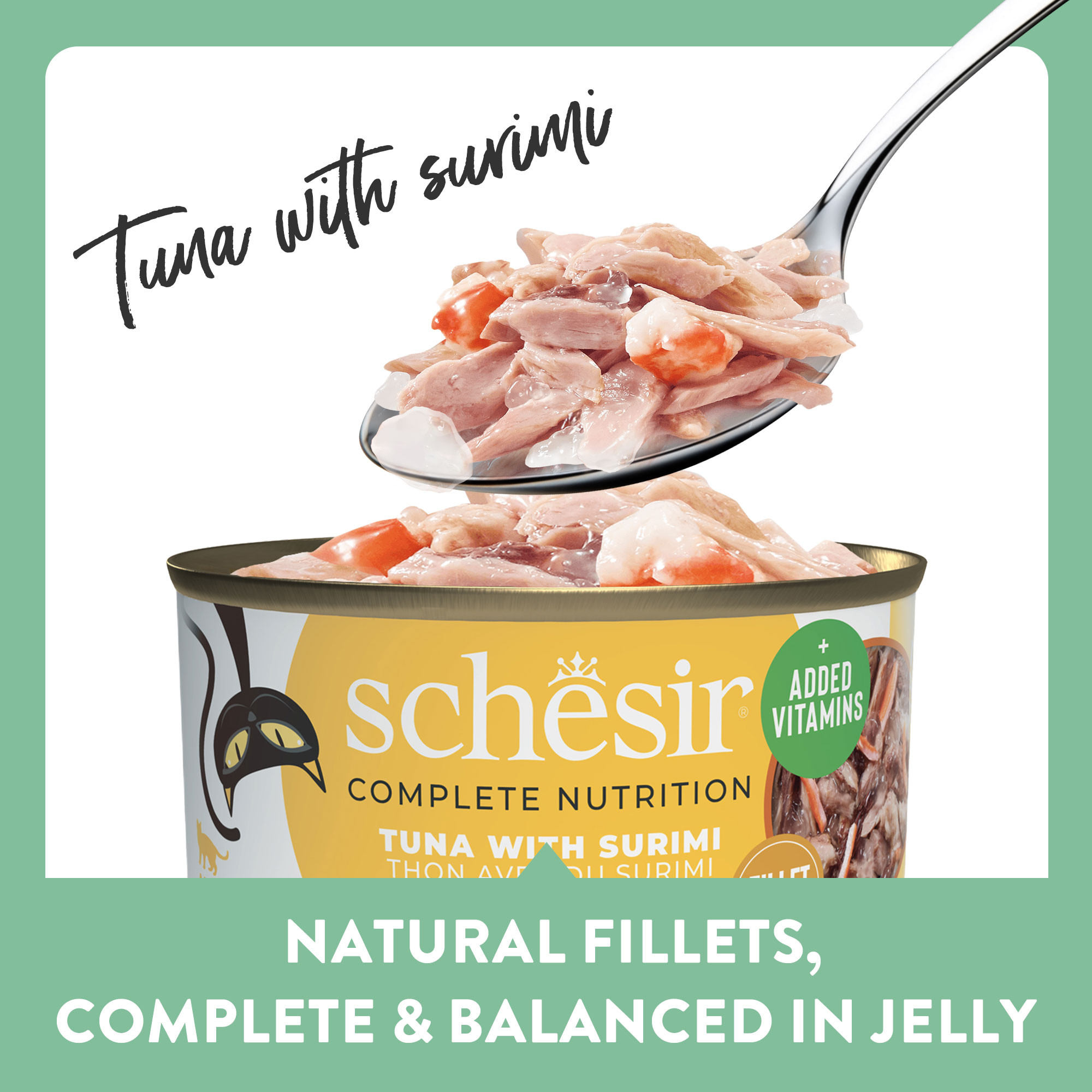 Schesir tonno con surimi (gelatina) cibo umido per gatti (lattina)